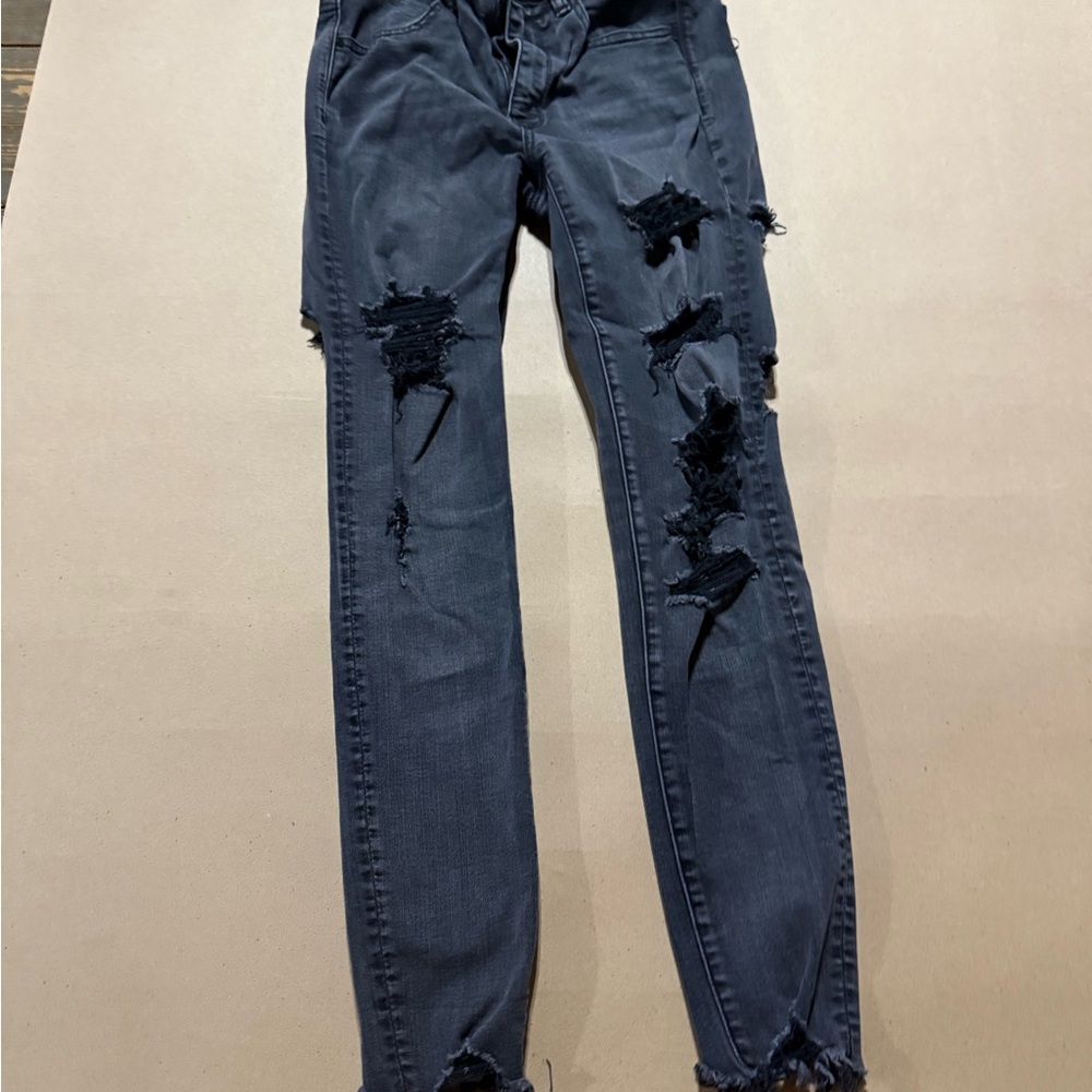 American Eagle Outfitters Ripped Charcoal Skinny Jeans